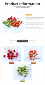 Detail of 10mm artificial berries in red, orange, and green on 7cm wire stems