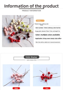 Detail view of 10mm artificial berries in multiple colors for DIY Christmas crafts