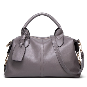 Litchi Pattern PU Leather Boston Handbag With Detachable Shoulder Strap Large Capacity Casual Satchel Tote For Women