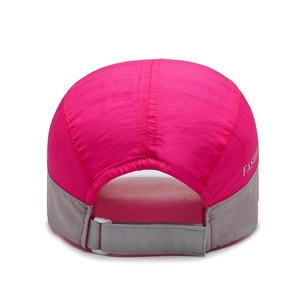 Breathable rose red and grey quick-dry baseball cap with adjustable back strap