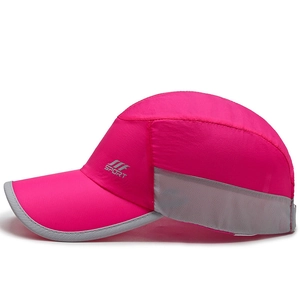 Men's breathable quick-dry baseball cap in rose red and grey mesh for outdoor sports