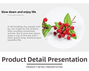 Detailed macro view showing realistic red berries and green leaves for festive home decor