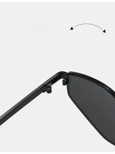 Gros plan sur la charnière métallique robuste de lunettes de soleil œil-de-chat noires