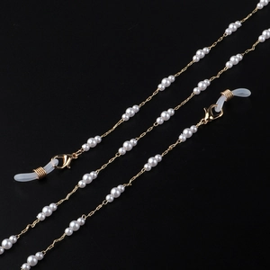 Elegant Faux Artificial Pearl Glasses Chain Gold Alloy Non-Slip Eyewear Lanyard For Sunglasses Reading Glasses Women
