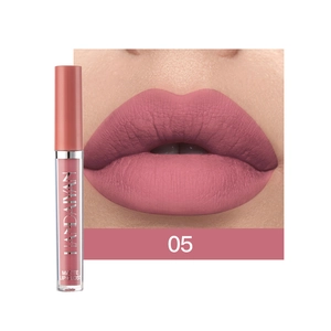 Matte liquid lip gloss product detail, waterproof long-lasting lip makeup, shade 05.