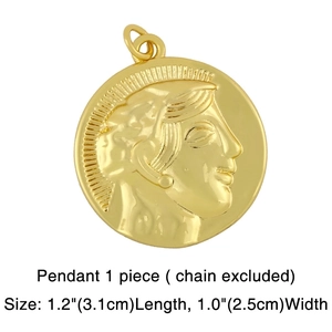 Colgante dorado para cadena gruesa con relieve de retrato vintage de 3,1 cm