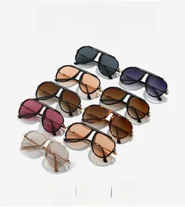 Detailed grid of aviator sunglasses in multiple colors with metallic frames and double bridge