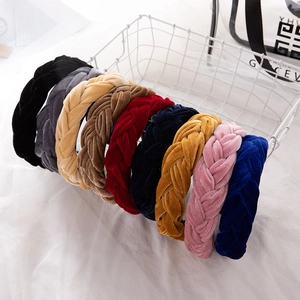 Velvet Braided Headband Wide Padded Twist Hairband Retro Solid Color Hair Accessories For Women Elegant Fashion Headpiece