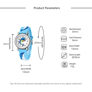 Detailed technical diagram showing 28mm blue dolphin quartz watch dimensions and specifications
