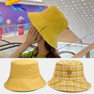 Cappello Da Pescatore Reversibile A Quadretti Cotone Protezione Solare Tesa Larga Casual Ricamo Donna
