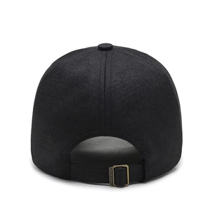 Casquette de baseball en coton noir classique avec boucle en bronze réglable vue arrière