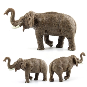 Realistic Elephant Animal Model Toy Solid PVC Realistic Skin Texture For Educational Teaching Early Learning Brown