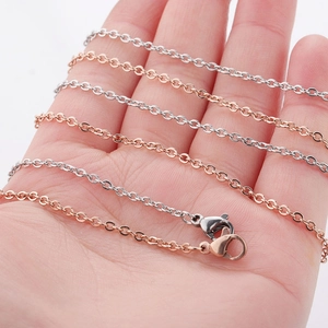 2mm stainless steel necklace chains in silver and rose gold with secure lobster clasps