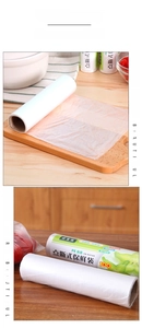 Detail of tear-off food storage bag on roll made of food-grade PE material