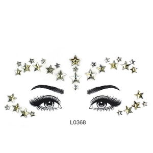 Face gem stickers featuring silver and gold pentagram stars for eye makeup art