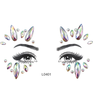 L0401 iridescent acrylic face jewel stickers for eyes and forehead party makeup