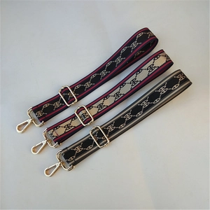 Adjustable colorful nylon bag straps with gold metal lobster clasps for crossbody bags