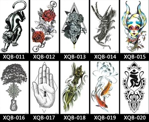 Collection of flower and letter tattoo stickers with models XQB-011 to XQB-020