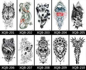 Detailed collection of 10 black and white floral and animal temporary tattoo stickers