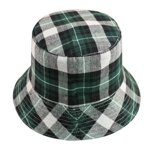 Klassieke groene vissershoed in Harajuku-stijl met een vintage ruitpatroon