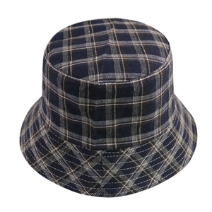 Klassieke vintage donkerblauwe ruitjes vissershoed voor dames met een stijlvol patroon