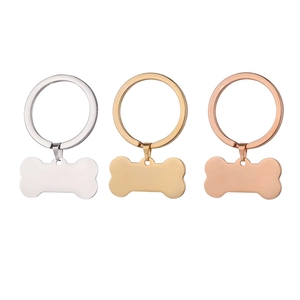 Bone Shaped Pet ID Tag Keychain 304 Stainless Steel Mirror Polished Blank Surface For Engraving Dog Cat Name Plate