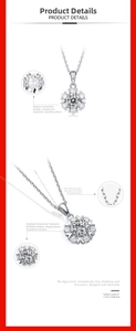 Macro detail of S925 sterling silver snowflake necklace with Moissanite stones