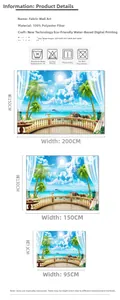 Size specifications and washing instructions for ocean view polyester wall tapestries