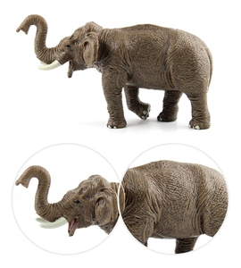 Macro view of realistic elephant skin texture and trunk details on animal toy model