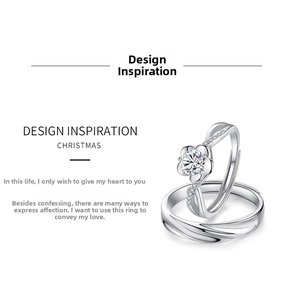 Detail view of sterling silver engagement ring set with floral moissanite stone