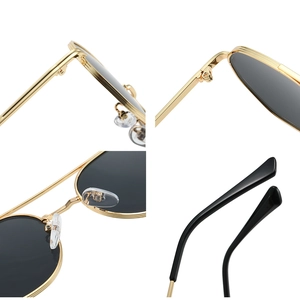 Classic metal polarized aviator sunglasses with gold frames and dark grey lenses for men