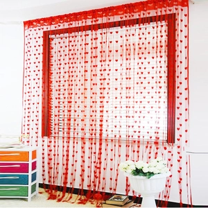 Translucent red heart fringe curtain for door or window partition and home decoration