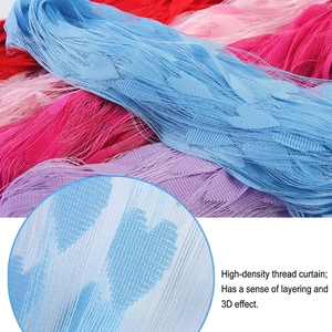 Colorful heart-shaped string curtain with dense weaving and decorative 3D patterns