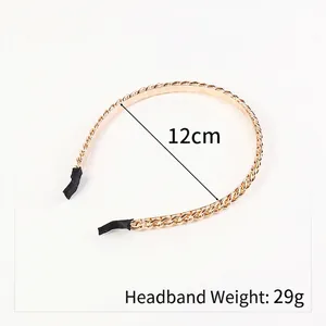 Golden alloy chain headband with 12cm inner diameter and black anti-slip tips