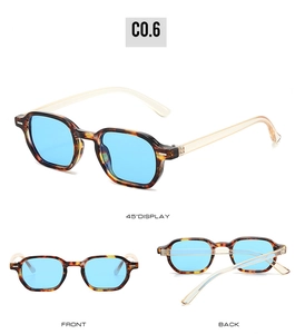 Three-angle views of vintage tortoiseshell sunglasses with light blue lenses