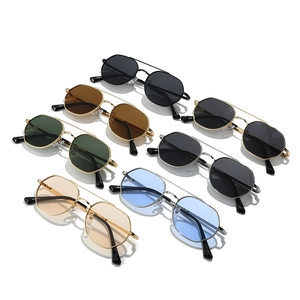 Modern double bridge polarized metal sunglasses in various color lenses for men