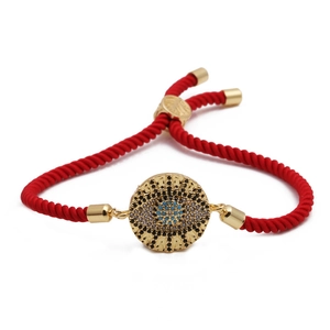 Evil Eye Braided Bracelet Copper Cubic Zirconia Adjustable Milan Rope Jewelry For Women Trendy Boho Charm