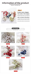Detailed view of colorful 10mm artificial berry picks with flexible wire stems for DIY crafts