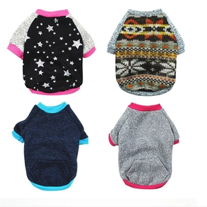 Pet dog fleece hoodies in four different prints including galaxy and geometric patterns