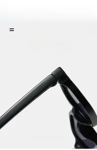 Detailed macro view of the hinge on lightweight black acetate sunglasses with elastic frame