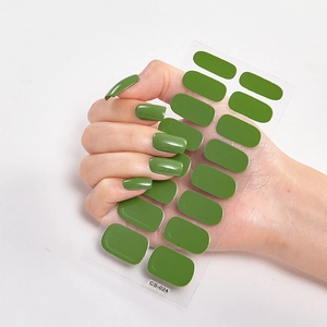 Minimalistischer grüner Nagellack-Aufkleber CS-024 mit kompletter Bogenanzeige