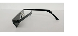 Detail view of black pixel sunglasses with a classic Thug Life style stair-step frame