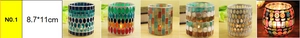 Macro detail of model N0.1 mosaic glass candle holder sized 8.7x11cm in various patterns