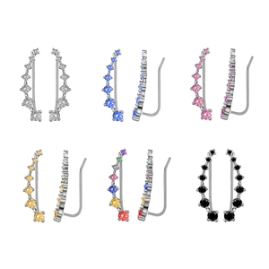Big Dipper Zirconia Ear Climbers For Women Copper Geometric Rhinestone Row Stud Earrings Fashion Shiny Ear Crawlers Jewelry
