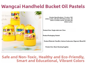 Detailed view showing 7.3cm oil pastels dimensions and non-toxic material components
