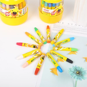 Vibrant oil pastel set for kids 24 and 36 colors in cute portable yellow storage buckets