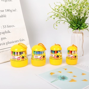 Washable oil pastel set in portable yellow buckets with 12 18 24 36 colors for kids