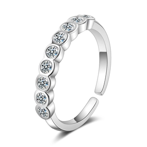Minimalist Copper Single Row Rhinestone Adjustable Open Ring For Women Elegant Dainty Finger Ring Fashion Jewelry Gift
