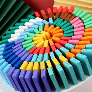 Wooden Domino Colorful Building Blocks Educational Toy For Kids Early Learning Desktop Game Solid Wood