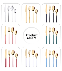 Dettaglio set posate in acciaio inox disponibile in vari colori e finiture oro e argento